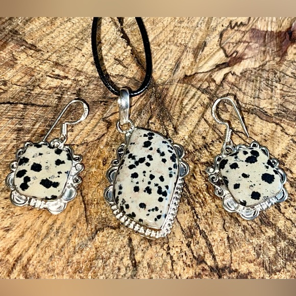 Dalmation Jasper Pendant & Earrings Set - Picture 6 of 8
